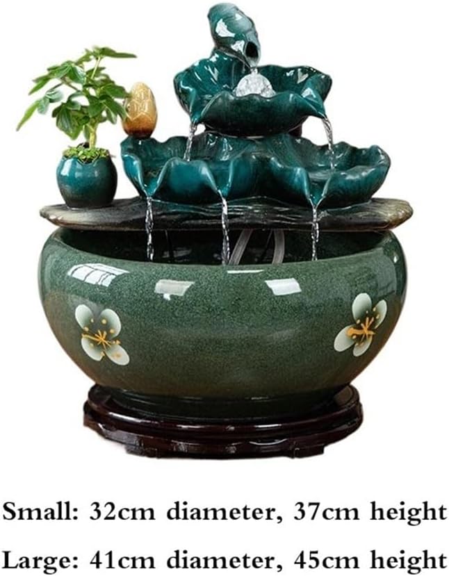 Tabletop Tabletop Fountains Ceramic Fish Tank Home Office Desktop Decorations for Meditation Relaxation Decor(Large)