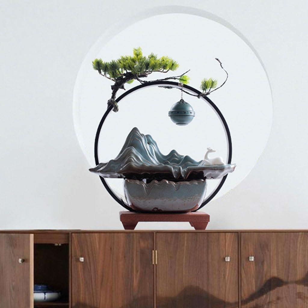 GUERNSEY Tabletop Fountain Flowing Water Attracts Wealth, Home Creative Ceramic Fountain, Living Room Office Desktop Decoration Tabletop Fountains Indoor Fountain