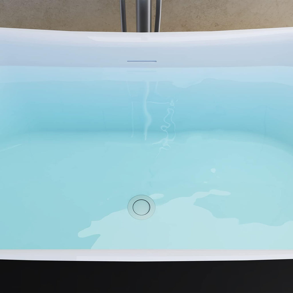 59' Lucite Acrylic Freestanding Bathtub, Double Slipper Shape Contemporary Soaking Tub with Toe-tap Chrome Center Drain, Slotted Overflow, cUPC Certified,Matte Black