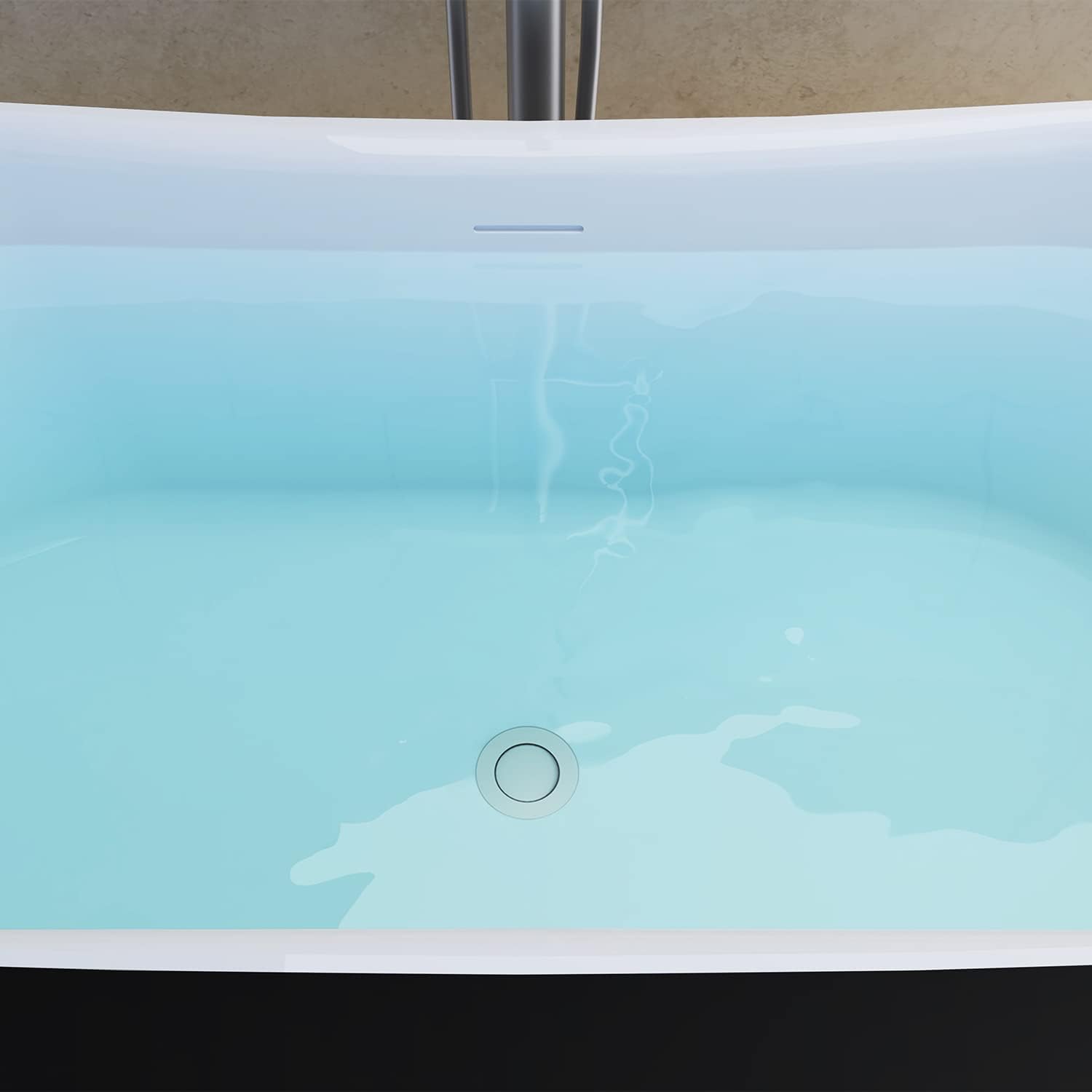 59' Lucite Acrylic Freestanding Bathtub, Double Slipper Shape Contemporary Soaking Tub with Toe-tap Chrome Center Drain, Slotted Overflow, cUPC Certified,Matte Black