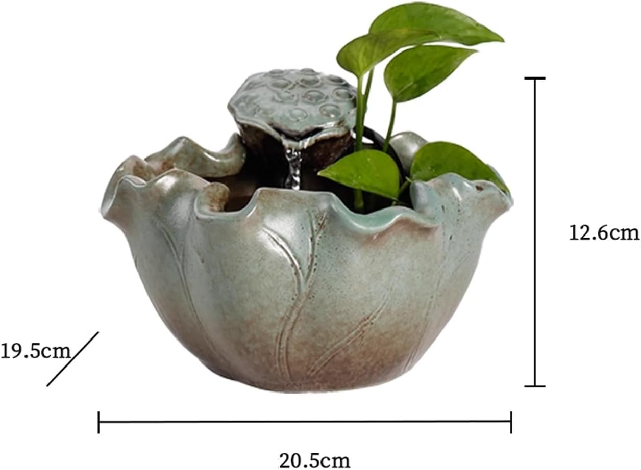 GLigeT Tabletop Fountain Chinese Style Ceramic Simple Flowing Water Fountain Decoration Recycling Office Living Room Desktop Decoration Water Fountain Decor