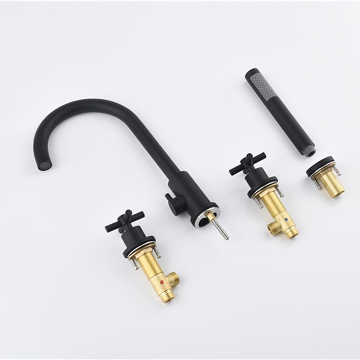 Bath Mixer Tap with Shower Attachment, 3-Hole Bathtub Tap Shower Head and Hose Set for Bath Taps Chrome,B
