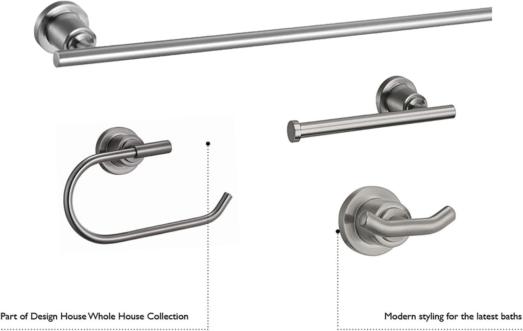 HomeStock Bathroom Hardware Set - 4 Piece Polished Chrome Accessory Kit