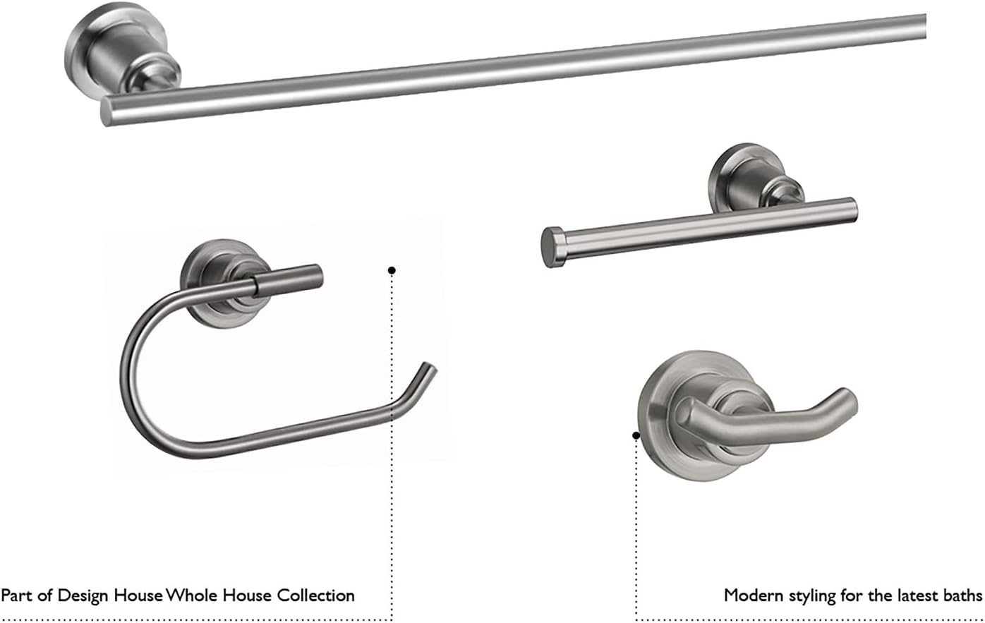 HomeStock Bathroom Hardware Set - 4 Piece Polished Chrome Accessory Kit