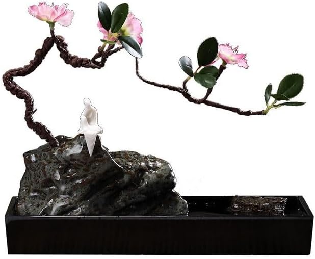 GUERNSEY Tabletop Fountain Chinese Creative Water Desktop Fountain Ornaments Living Room Tea Room Desktop Decorations Small Rockery Water Device Indoor Waterfall Feature Indoor Fountain