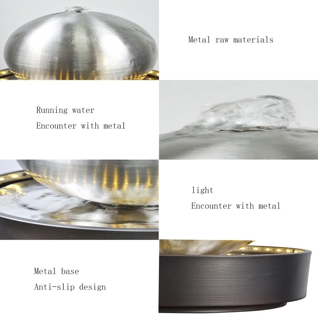 Tabletop Fountains Spherical Tabletop Fountain with LED Lights Creative Decoration Running Water Desktop Fountain Office Living Room Coffee Table Exquisite Decoration