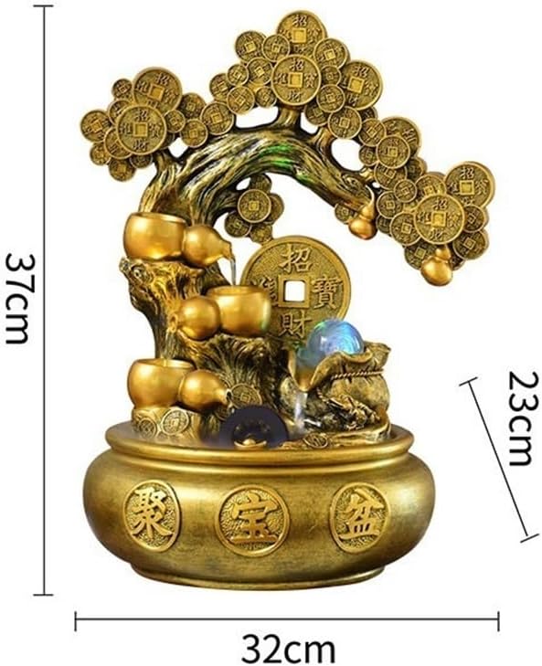 GRFIT Indoor Fountain Decorative Fountain, Feng Shui Wheel Circulating Water for Living Room, Office, Landscape, Flowing Water Ornaments to Attract Wealth Tabletop Fountain