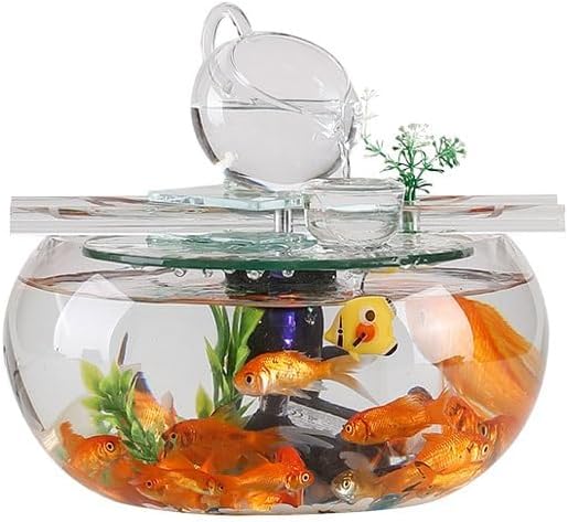 GUERNSEY Tabletop Fountain Tabletop Fountains Tea Room Desktop Glass Fish Tank Creative Circulating Water Ornaments Living Room Desktop Fountain Decoration Ornaments Indoor Fountain
