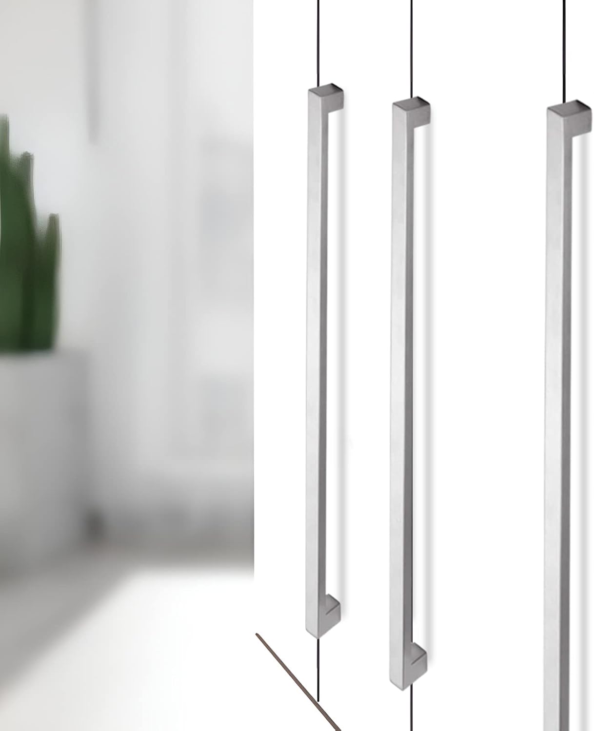 Cabinet Pulls Brushed Nickel Cabinet Handles Square Drawer Pulls, 30 Pack 10 Inch Stainless Steel Kitchen Door Cupboard Cabinet Handles, Cabinet Hardware Drawer Handles, 256mm Hole Centers