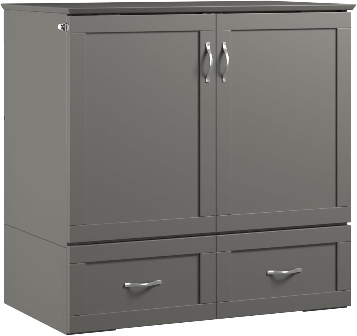 AFI, Hamilton Twin XL Murphy Bed Chest with 6' Mattress, Storage Drawer, and Built-in USB Charger, Grey