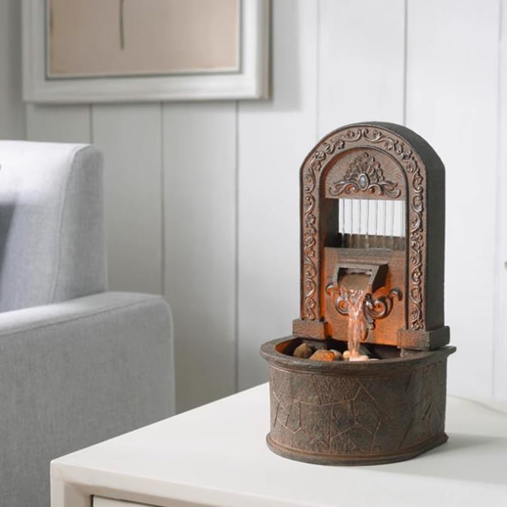GRFIT Indoor Fountain Small Retro Desk Fountain, Recycled Water, Running Water Ornament, Decorative Ornament for Home Tabletop Fountain
