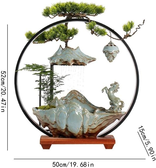 GUERNSEY Tabletop Fountain Chinese Style Water Fountain Ornaments for Home Living Room Decoration Creative Desktop Fountain Ornaments Tabletop Fountains Indoor Fountain