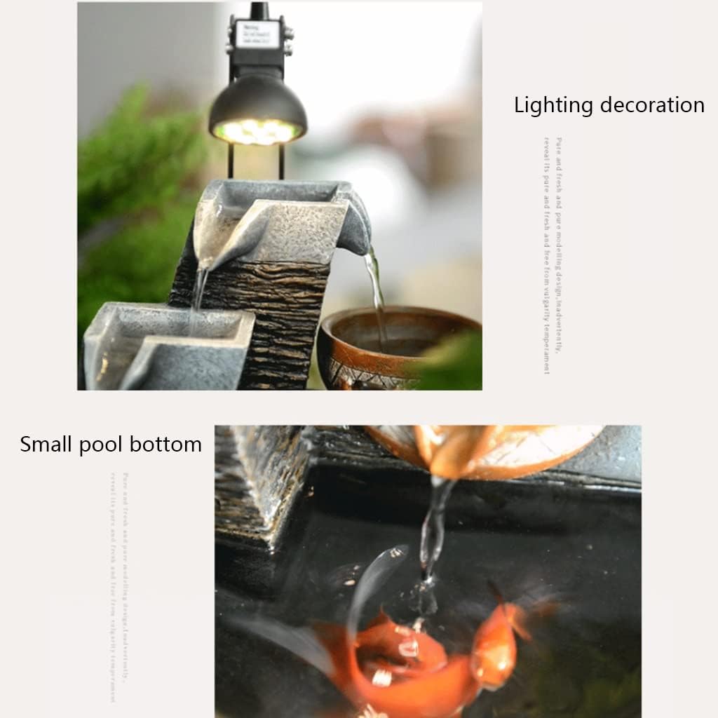 Tabletop Fountain Microscape Tabletop Fountain with Lights Desktop Fountain Ornaments Tabletop Waterfall Recirculating Flowing Water Office Ornamental (Size : 11.3')