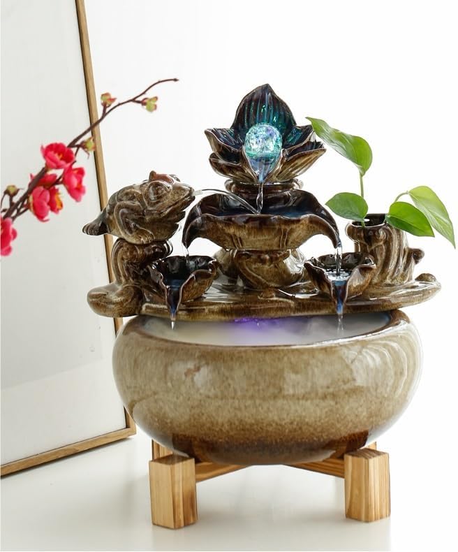 GUERNSEY Tabletop Fountain Tabletop Fountain Ceramic Flowing Water Ornaments Living Room Office Hall Desktop Home Decorations Indoor Fountain
