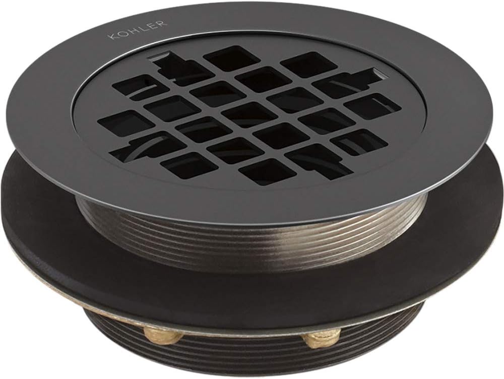 KOHLER 9132-BL Round Shower Drain For Use with Plastic Pipe, Matte Black