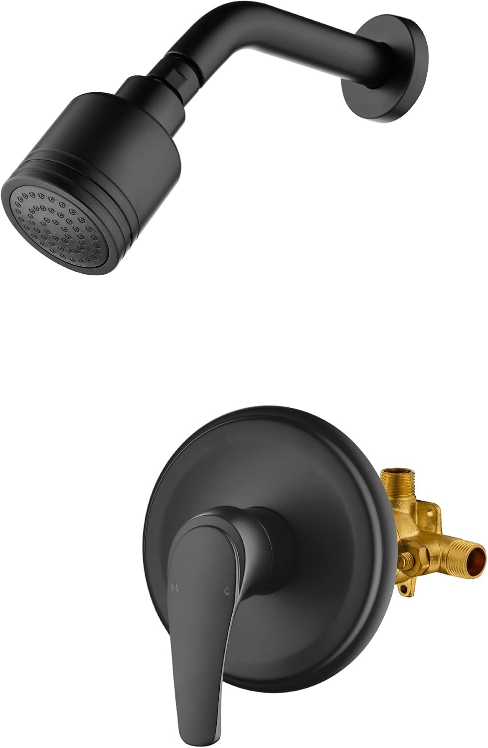 Wall Mounted Shower Faucet Set, Shower Fixtures Shower Mixer, Single Function Shower Trim Kit Pressure Balancing Shower System with Single Spray Detachable Clean Shower Head,Black