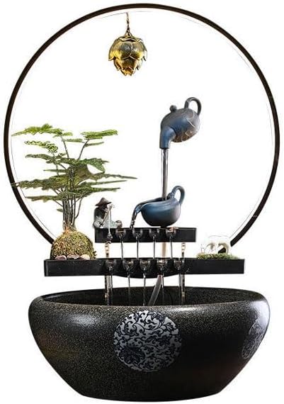 GUERNSEY Tabletop Fountain Chinese Style Simple Study Desk Circulating Water Fountain Ornaments Office Ceramic Desktop Ornaments Tabletop Fountains Indoor Fountain