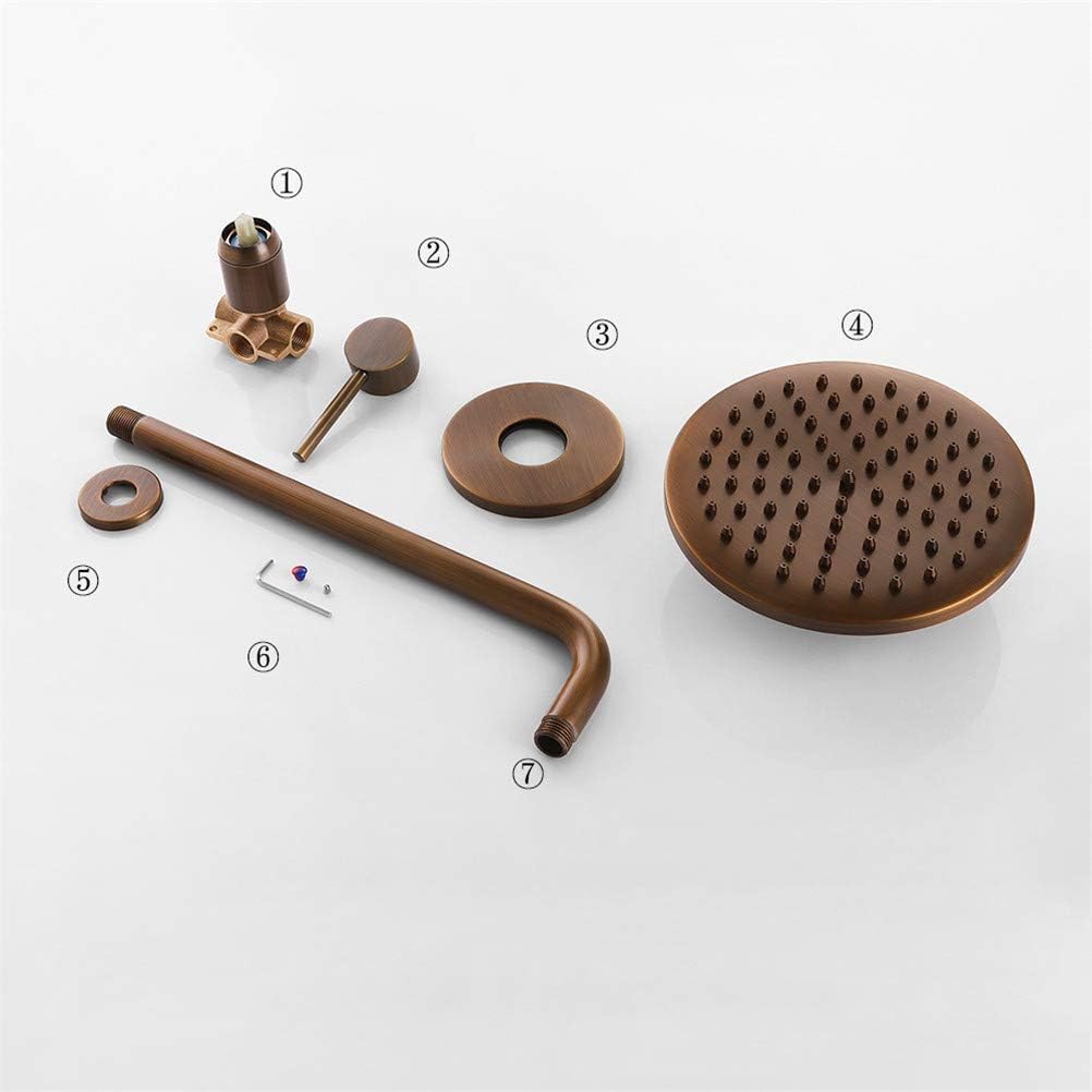 Shower Faucet Set Wall Mounted Antique Luxury Brass Shower System Ceramic Valve Bath Shower Mixer Taps Single Handle Three Holes Include Rainfall Shower Head
