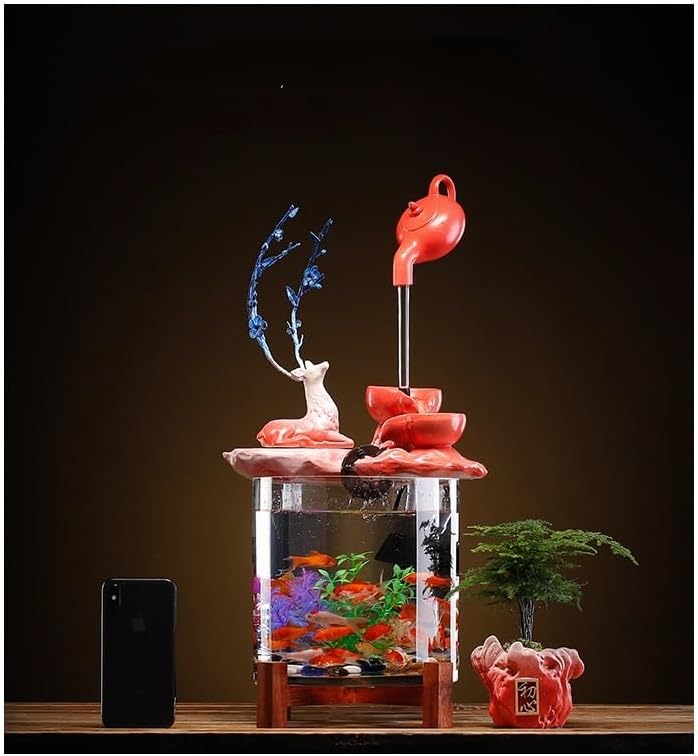 GUERNSEY Tabletop Fountain Tabletop Fountain Small Desktop Water Fountain Living Room Fish Tank TV Cabinet Ornaments Creative Home Decorations Indoor Fountain