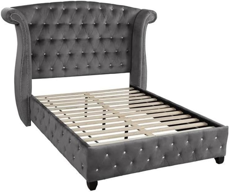Sophia Queen 4 Pc Tufted Upholstery Bedroom Set Made with Wood in Gray