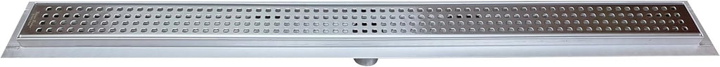 Royal Linear Shower Drain Stainless Steel Traditional Square By Serene Steam 35 5/8
