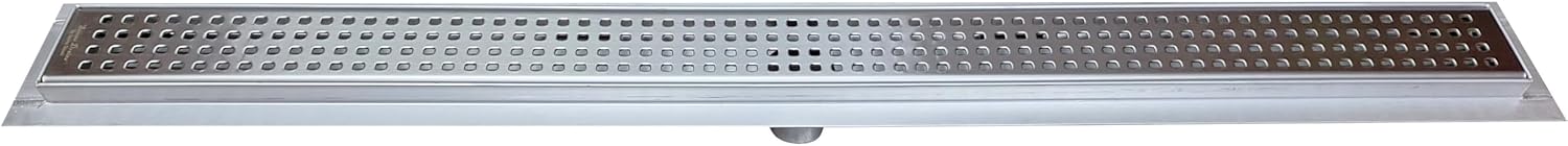 Royal Linear Shower Drain Stainless Steel Traditional Square By Serene Steam 35 5/8