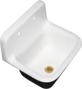 Kingston Brass Petra Galley KGCKWS2218227 Cast Iron Single Bowl Wall Mount Kitchen Sink with 2-Hole Drain and Strainer, White/Brushed Brass