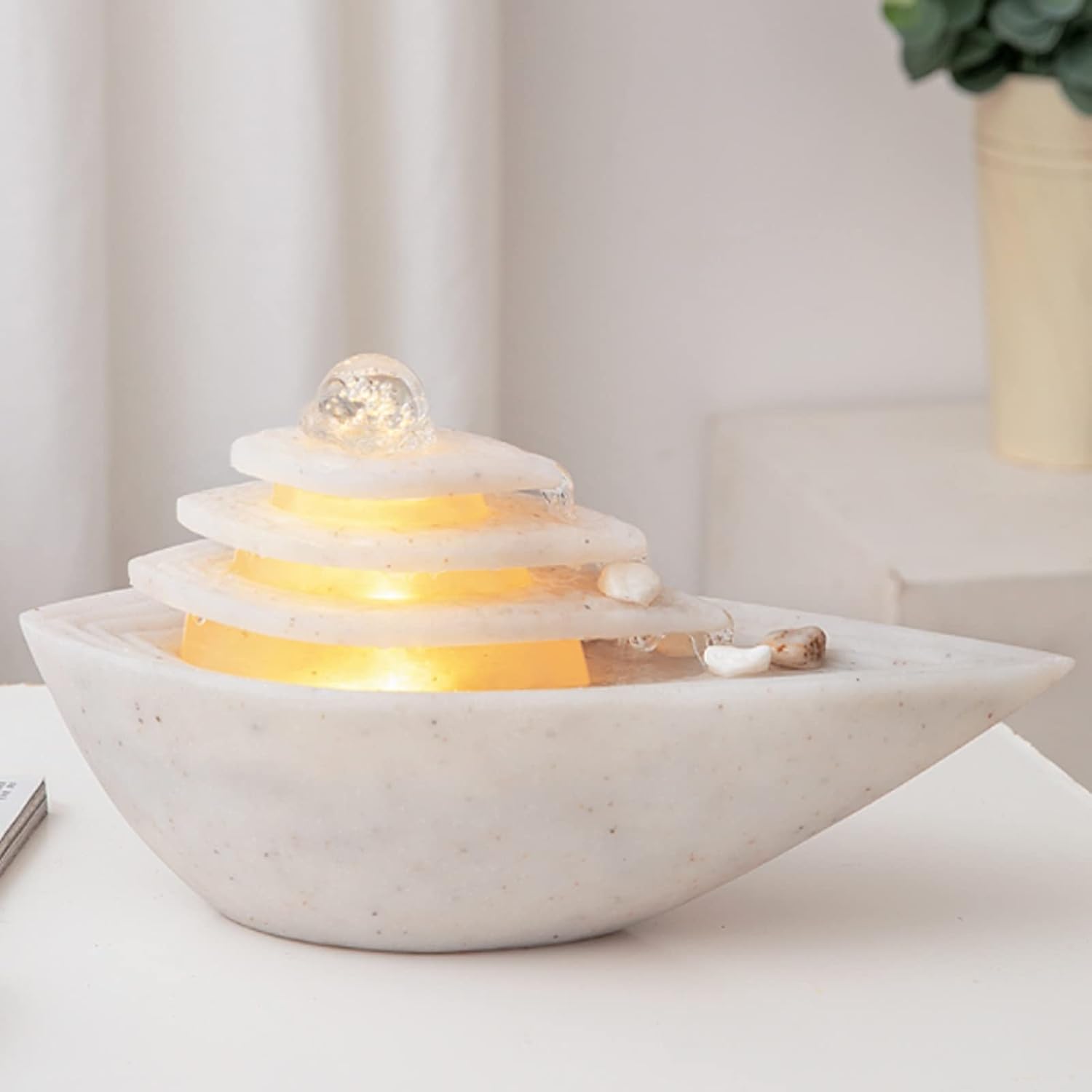 HIHELO Desktop Fountain Indoor Tabletop Fountain Rolling Ball Relax Desktop Fountain Feng Shui Waterfall Home Decor Desktop Centerpiece with LED Light Water Fountain Outdoor