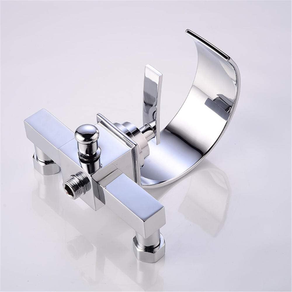 Shower System Waterfall Bathtub Shower Faucet Set Black Bathtub Mixer Tap Dual Contral Shower Wall Mounted Shower Faucet-Chrome
