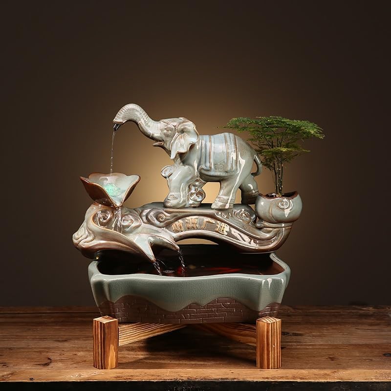 GUERNSEY Tabletop Fountain Tabletop Fountain Chinese Style Creative Flowing Water Fountain Office Living Room Decoration Fish Tank Ornaments Indoor Fountain
