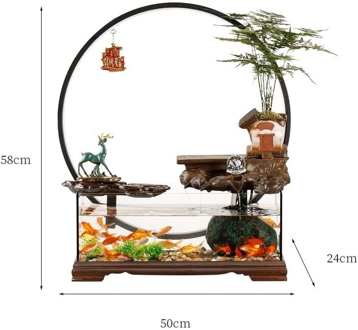 Tabletop Water Fountain Tabletop Fountain Fish Tank Flowing Water Ornaments Circulating Water Fountain Landscape Home Living Room Office Desktop Decoration Indoor Fountain(B)