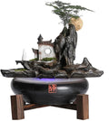 GUERNSEY Tabletop Fountain Flowing Water Ornaments Chinese Style Ceramic Home Decoration Humidifier Living Room Office Desktop Fountain with Feng Shui Wheel Indoor Fountain