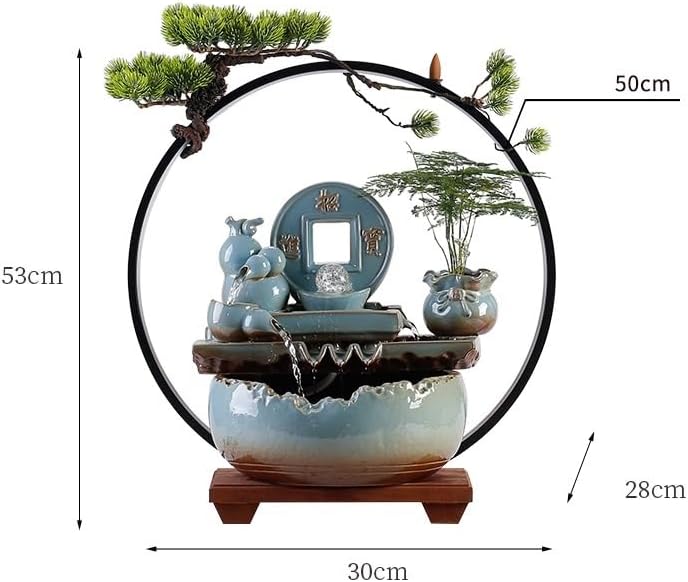 GUERNSEY Tabletop Fountain Tabletop Fountain Ceramic Flowing Water Ornaments Circulating Water Living Room Office Decorations Indoor Fountain