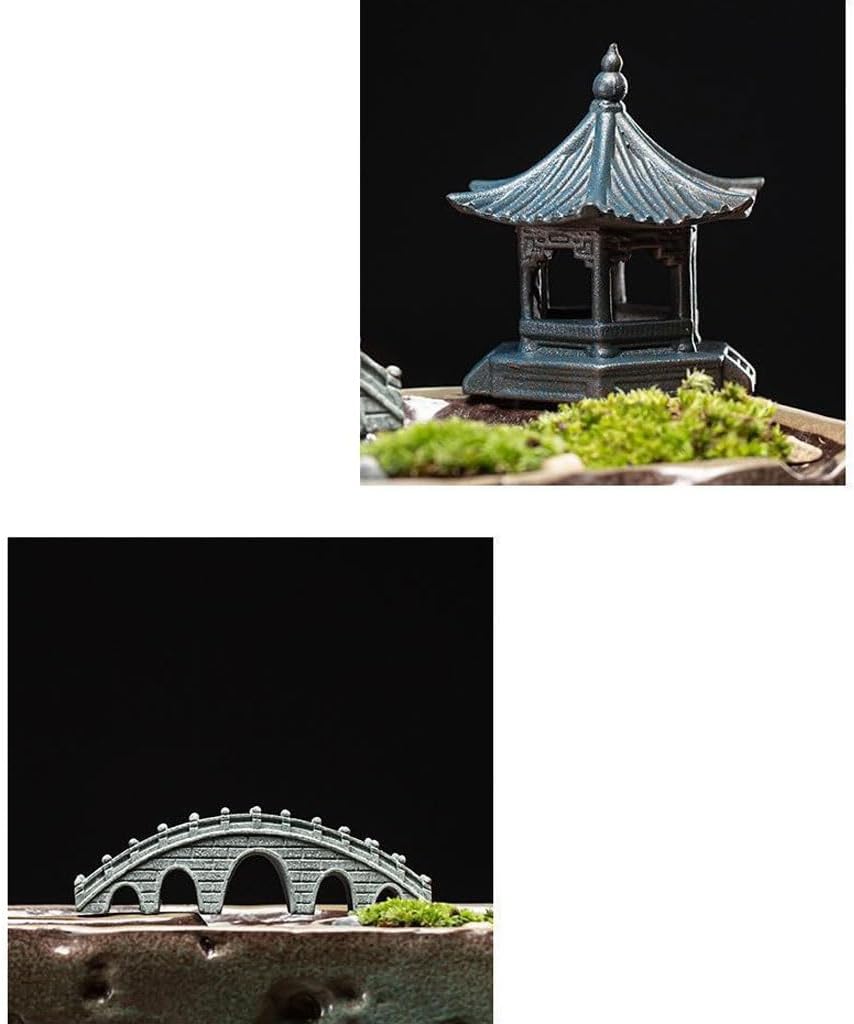 GUERNSEY Tabletop Fountain Zen Chinese Style Circulating Rockery Water Fountain Creative Home Living Room Glass Fish Tank Decoration Indoor Waterfall Feature Indoor Fountain