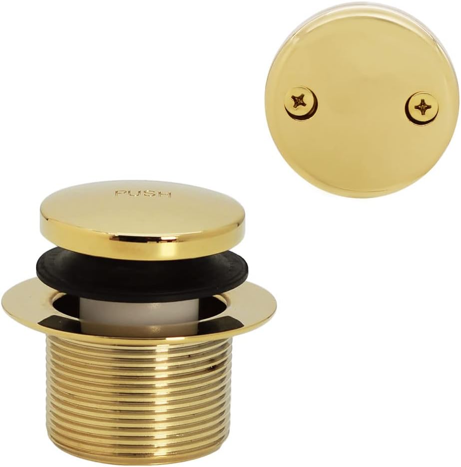 Westbrass 593144-12-01 14' Black Poly Tubular Bathtub Waste & Overflow Assembly with Tip-Toe Drain Plug and 2-Hole Faceplate, Polished Brass (12-Pack)