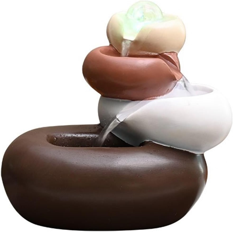 Tabletop Minimalism Tabletop Fountain Indoor Waterfall Meditation Like Layers of Rock Decor(Large)