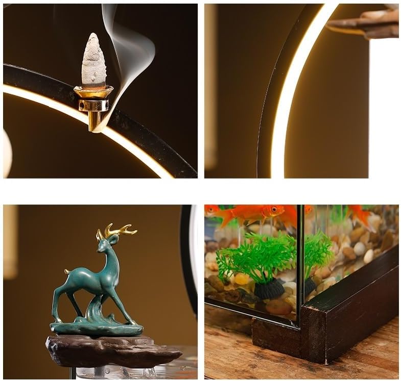 GUERNSEY Tabletop Fountain Tabletop Fountain Creative Fish Tank Rockery Water Fountain Ornaments Home Living Room Desktop Decoration Indoor Fountain