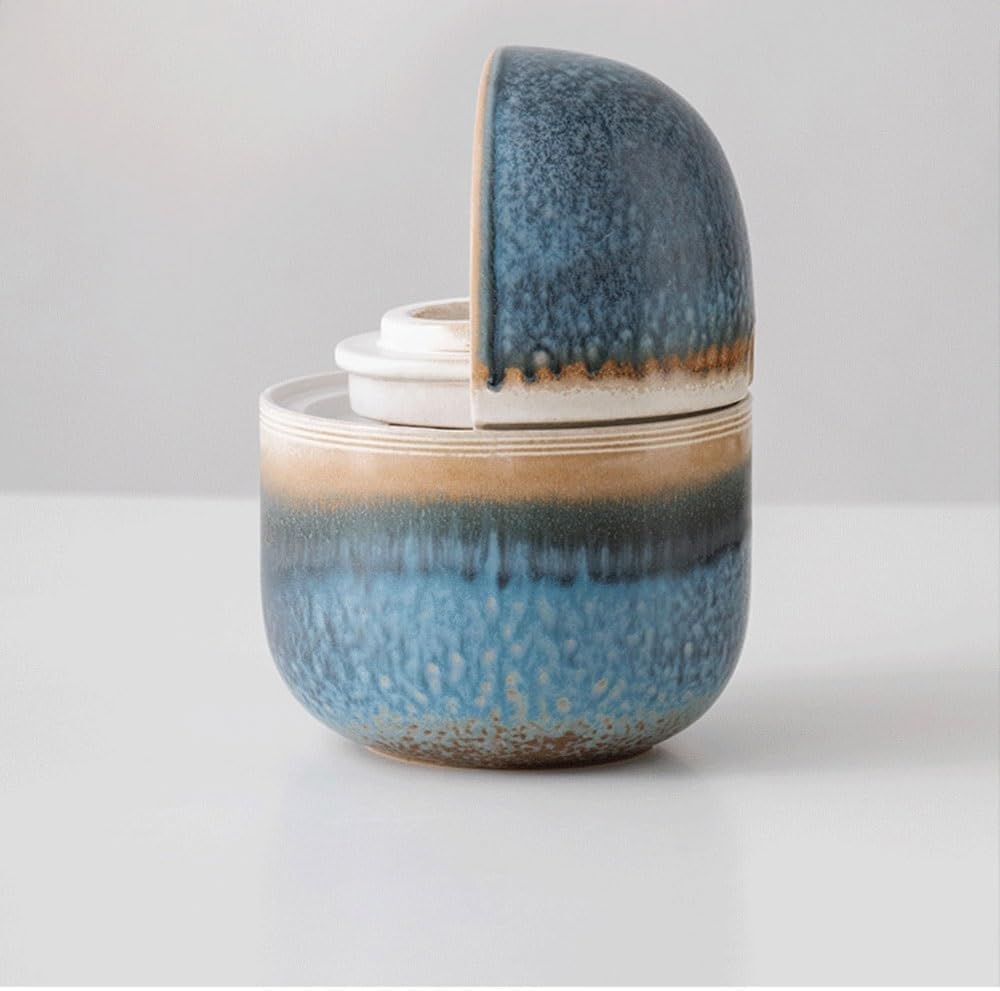 GLigeT Tabletop Fountain Small Office Spinning Ball Fortune Feng Shui Wheel Creative Simplicity Fountain Ceramic Desktop Ornaments Water Fountain Decor(Blue)
