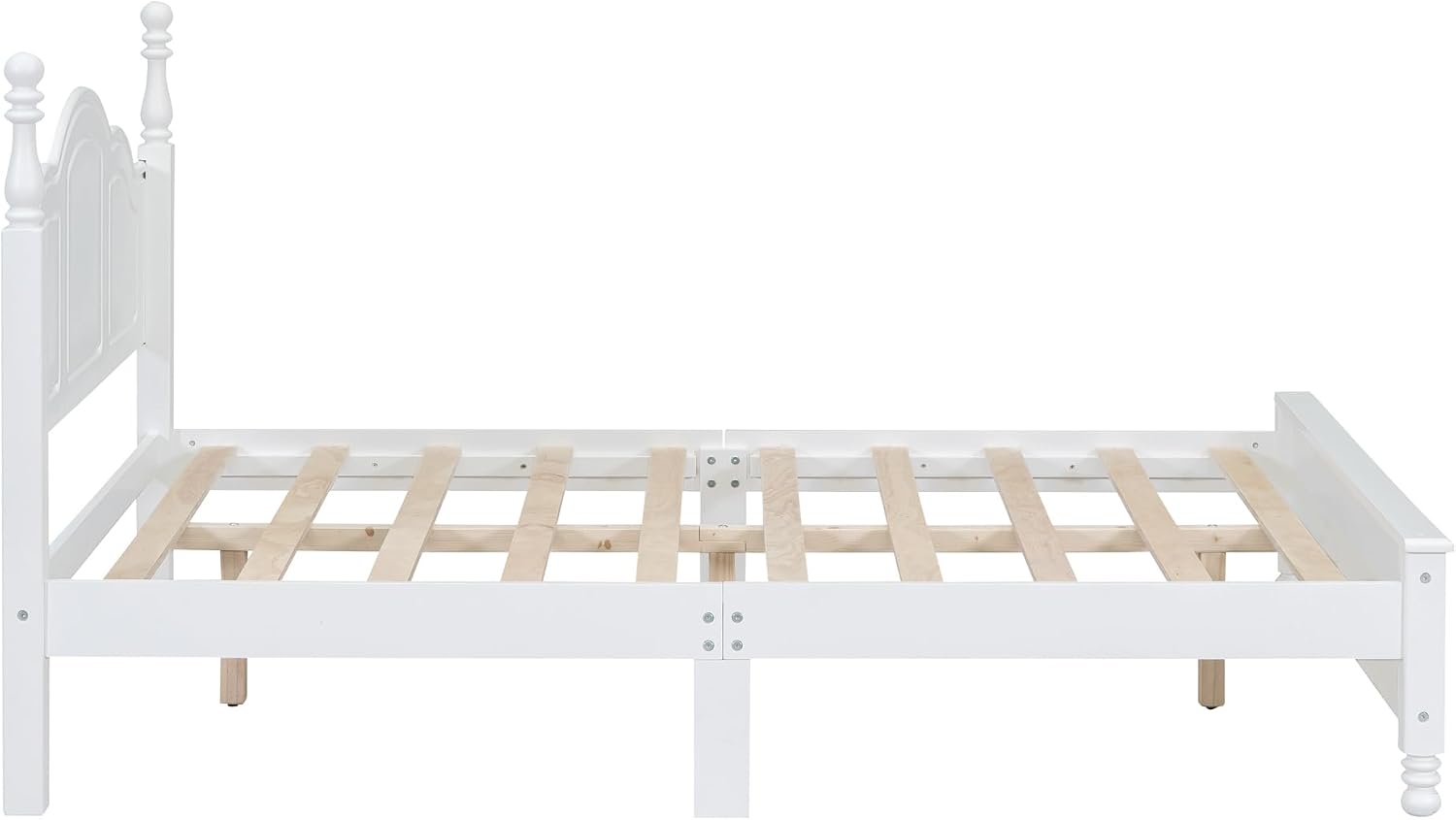 3-Pieces Bedroom Sets, Retro Style Full Size Platform Bed with Wooden Slat Support and Headboard, Wooden Bedroom Furniture Set with 2 Nightstands for Kids Teens Adults Bedroom (White + Wood 078)