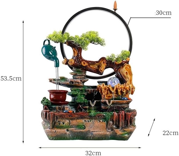 GUERNSEY Tabletop Fountain Tabletop Fountain Creative Water Ornaments Circulating Water Living Room Porch Chinese Style Decoration Office Desktop Decoration Indoor Fountain