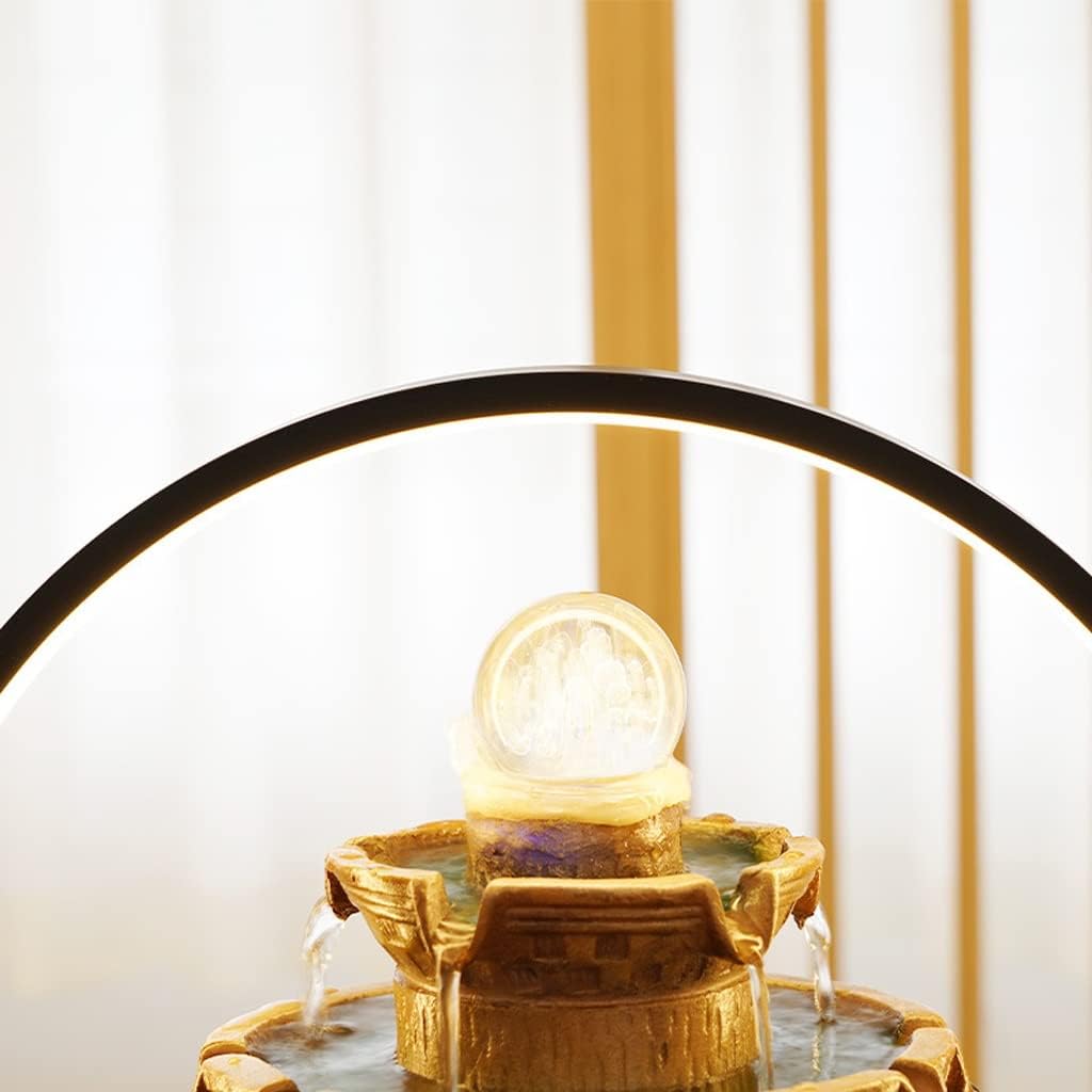 Desktop Fountain Office Tabletop Fountain with LED Lights Waterfall Fountain Indoor, Relaxation Desk Fountain, Water Fountain for Living Room Bedroom Home Decor Housewarming