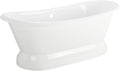 Signature Hardware 946214 Frayser 71' Cast Iron Soaking Double Slipper Pedestal Freestanding Tub with Rolled Rim and Drain Kit - White/Brushed Nickel Drain