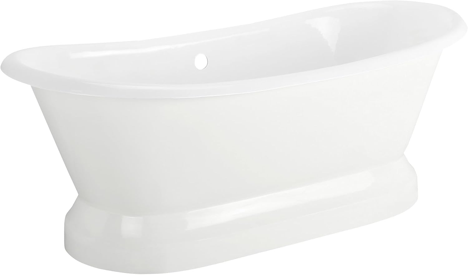 Signature Hardware 946214 Frayser 71' Cast Iron Soaking Double Slipper Pedestal Freestanding Tub with Rolled Rim and Drain Kit - White/Chrome Drain