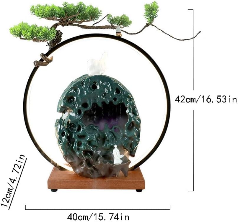 GUERNSEY Tabletop Fountain Flowing Water Ornaments Chinese Style Ceramic Water Circulation Desktop Fountain Living Room Desktop Decorations Indoor Fountain