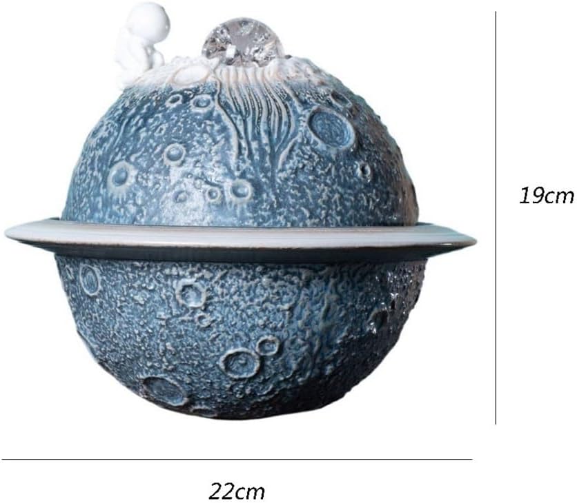 GLigeT Tabletop Fountain Streaming Water Ornaments Office Fortune Feng Shui Decorative Creative Light Luxury Cycle Humidification Round Fountains Water Fountain Decor