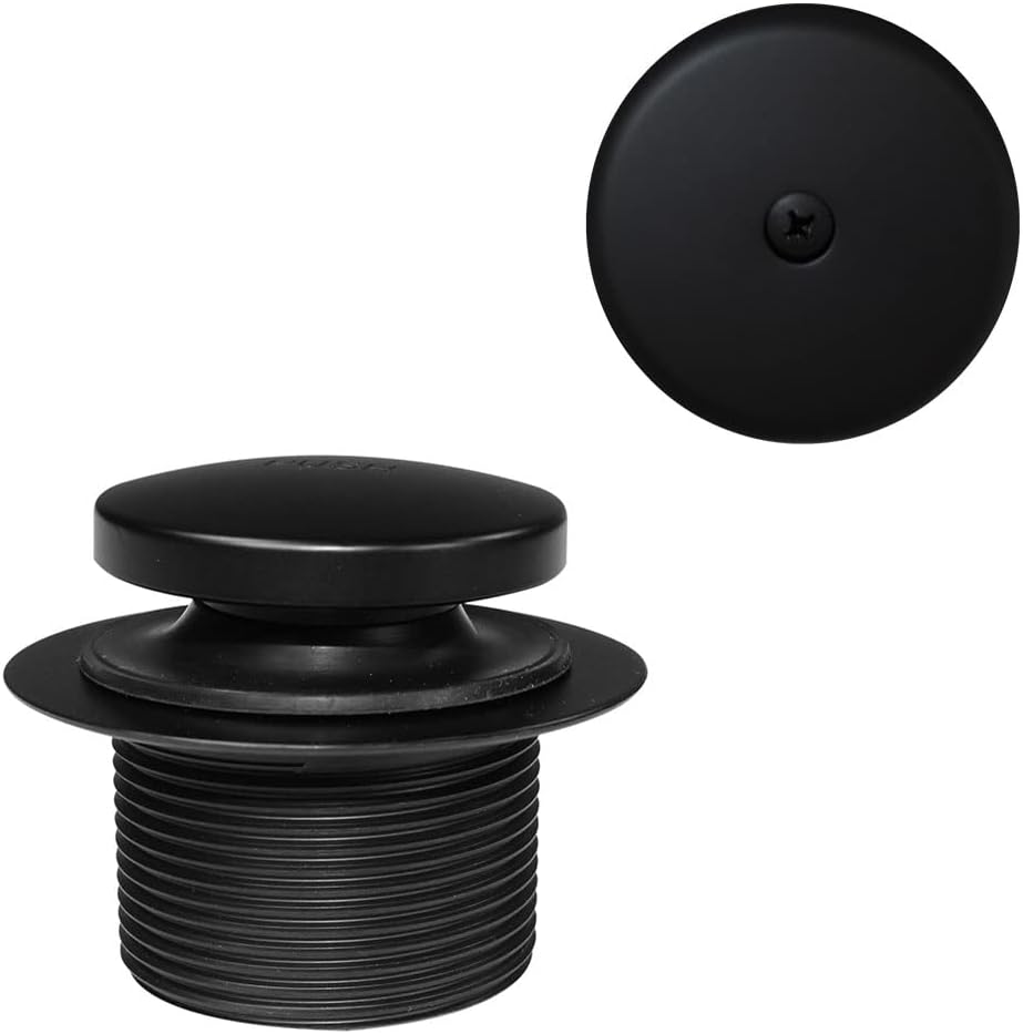 Westbrass R93-36-62 1-1/2' Coarse Thread Tip-Toe Bathtub Drain Plug Trim Set with One-Hole Overflow Faceplate, Matte Black (36-Pack)
