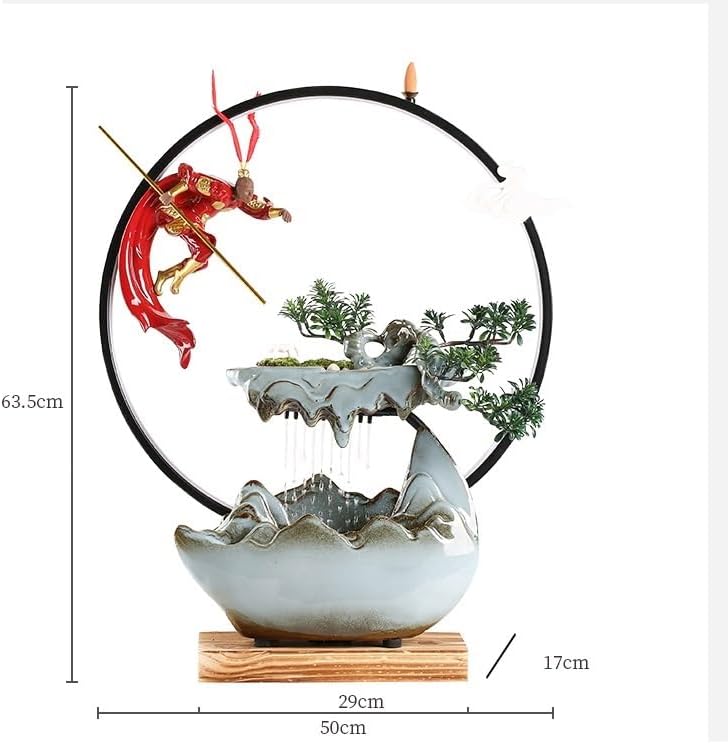GUERNSEY Tabletop Fountain Desktop Fountain Chinese Style Office Decoration Home Accessories Porch Living Room Rockery Water Fountain Humidifier Crafts Indoor Fountain