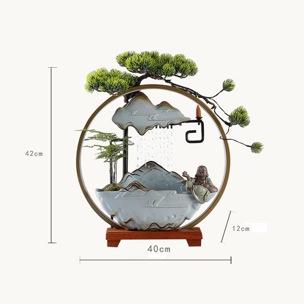 HIHELO Desktop Fountain Tabletop Fountain Ceramic Lucky Flowing Water Ornament Desktop Circulation Fountain Office Desktop Decoration Water Fountain Outdoor (Color : A)