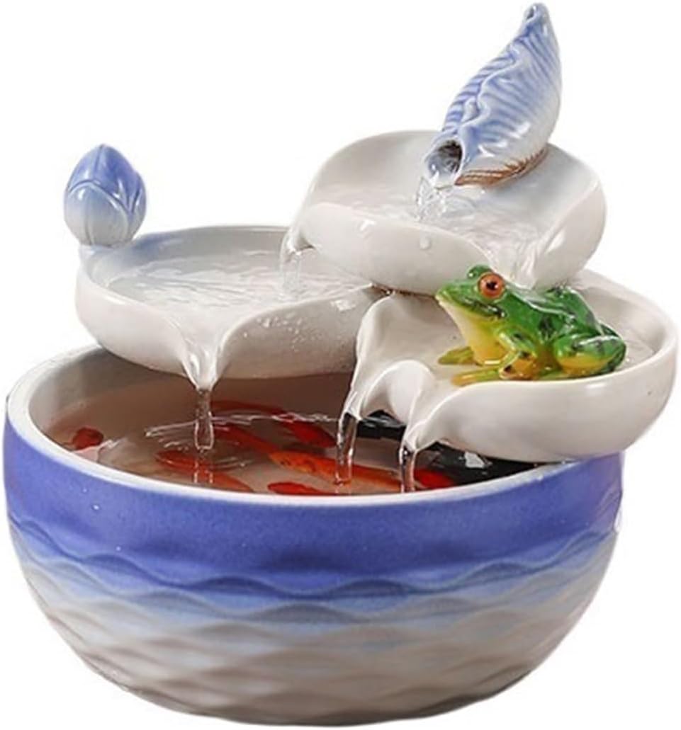 GLigeT Tabletop Fountain High End Flowing Decorations for Living Rooms Office Desks Home Opening Gifts Attracting Wealth Ceramic Fish Tanks Fountains Water Fountain Decor