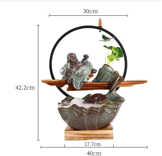 GUERNSEY Tabletop Fountain Tabletop Fountain Creative Fountain Feng Shui Wheel Office Desktop Decoration Home Living Room Water Flow Device Fish Tank Indoor Fountain